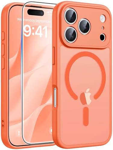 FNTCASE for iPhone 17 Pro Case: Magnetic Frosted Translucent Matte Military Grade Shockproof Slim Cover | Full Covered Camera Protection | Slim Drop Proof Durable Protective Cases