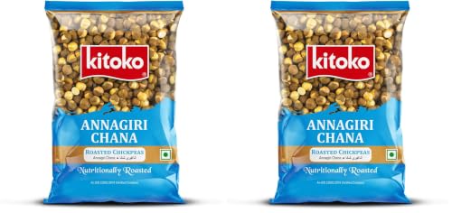 Image of KITOKO FOODS Roasted Annagiri Chana Unsalted (360gm), Plain Desi Chickpeas With Skin, Bhuna Chana Namkeen Snacks, Organic Whole Daria, Healthy & Gluten-Free Chana (360gm Pack of 2)