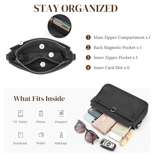 S-ZONE Leather Crossbody Bags for Women Cross Body Shoulder Purses Small Trendy3