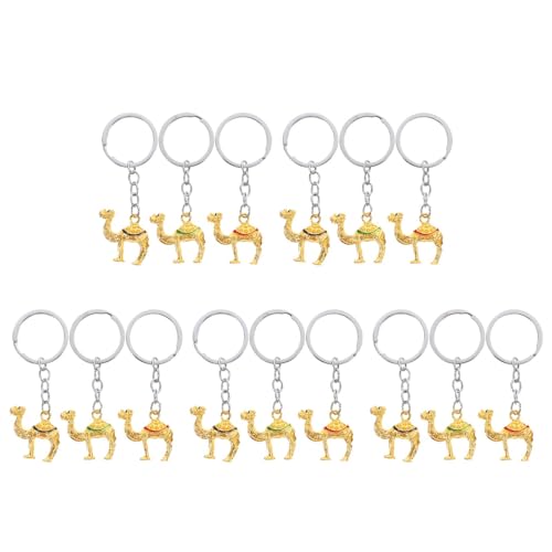 LUOZZY 15 llaveros pequeños de camello de imitación de camello dorado con diseño de animales de camello con purpurina para manualidades, bolsos, accesorios para llaves