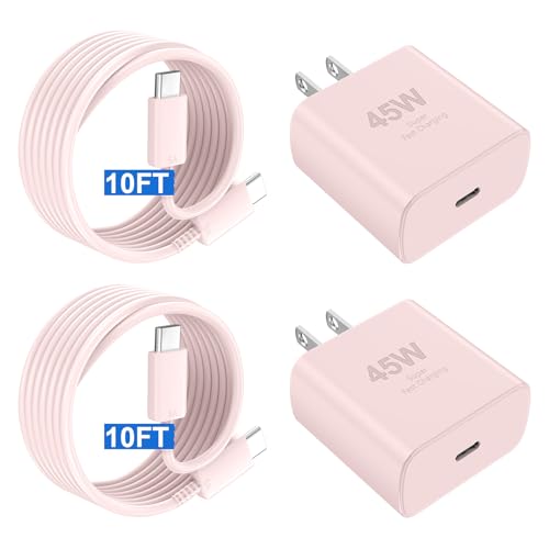 Image of Phone 17 16 Pro Max Charger Fast Charging,45W Phone 17 Charger Type C Chargers USB C Charge Block &10FT Long C Charging Cables Cord for Phone 17 /17 Pro / 17 Pro Max /Air /Phone 16 15 Pro Max,Pink