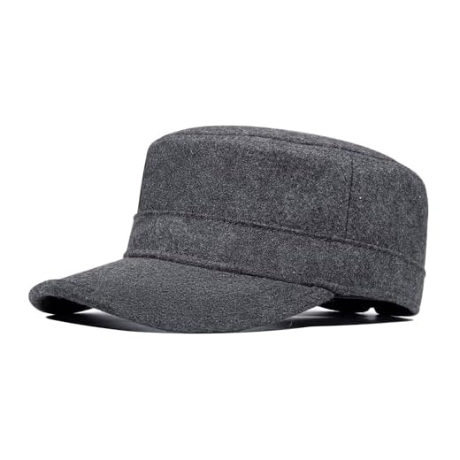PivotWing Casquette Homme Femme Mélange Laine Polaire Chaud Casquette Homme Hiver Coupe Confortable Ajustable Dessus Plat Casquettes Militaire Baseball Vêtements Temps Froid, Gris Foncé 58