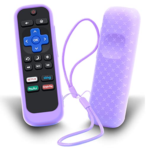 Rokuリモコン用ケース、Hisense/TCL Roku TVスチームスティック/エクスプレスユニバーサル交換用コントローラーシリコンスリーブスキンストラップ付きカバー 暗闇で光る（Amazon）