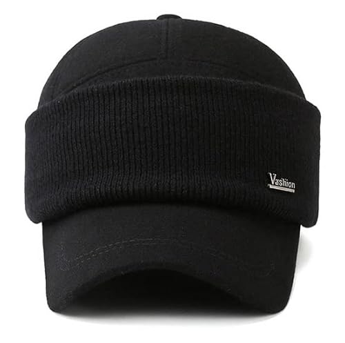 Mens Winter Beanie Hat Earflaps With Brim And Scarf Snow Ski Caps Baseball Cap For Outdoor Sport (As1, Alpha, One_Size, Black, Medium) #TOP4