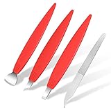 BEZOX Ingrown Toenail Removal Blades and Foot Callus Knife - 3 Different Blades Pedicure Knives with Toenail Lifter and Thick Nail File - Red
