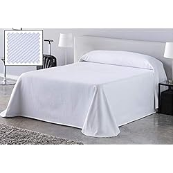 Colchas De Hotel DHestia Hostelería - Colcha de Cama Blanca Hotel Tejido Colmena Nido de Abeja. (250x270 cm - Cama 135/160)