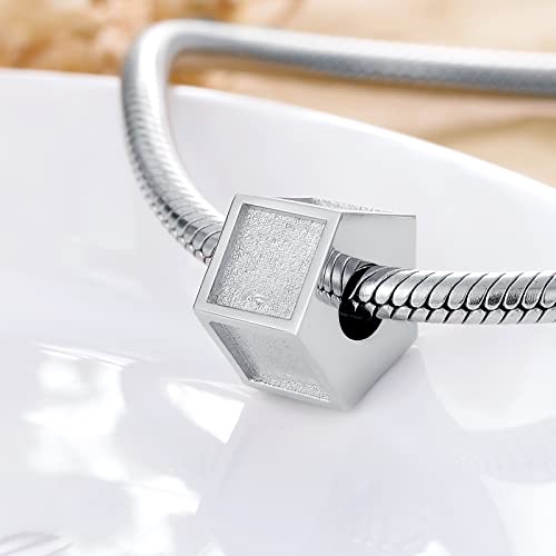 PEIMKO Personalized 3/5 Side Photo Charm Bead That Hold 3/5 Picture Fit Snake Bracelet Sterling Silver Custom Photo Charm Bead Customized Picture Heart Shape Bead for Women3