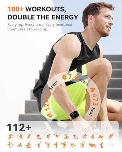Image of Smart Watch for Men Women,1.85 inch HD Screen Bluetooth Fitness Tracker Step Counter /Sleep Monitor,110+ Sports Modes,IP68 Waterproof Smart Watch Compatible with iPhone Samsung Android Phone, Gold