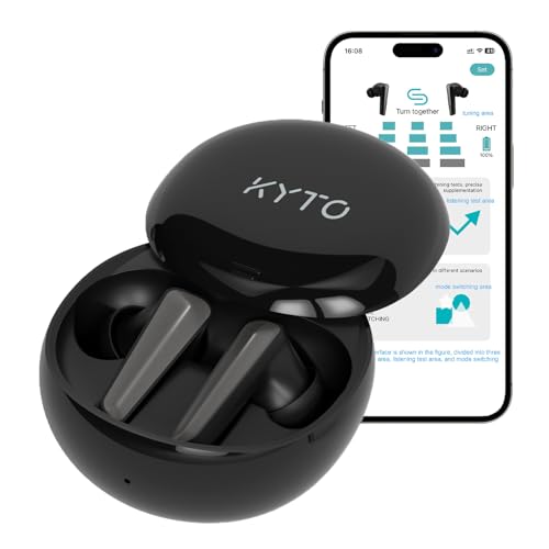 KYTO OTC Hearing Aids, Hearing Aids for Seniors with Bluetooth, Hearing Amplifier with APP for the Hearing Loss, Rechargeable Hearing Aid with 16-Channel Sound Processing 4 Volume and Noise Cancellation (Black)