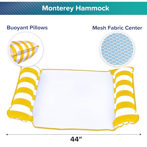 Image of Aqua Original 4-in-1 Monterey Hammock Pool Float & Water Hammock - Multi-Purpose, Inflatable Pool Floats for Adults - Patented Thick, Non-Stick PVC Material - Golden Sunshine