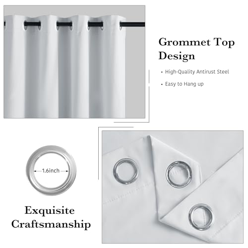 RYB HOME White Blackout Curtains for Bedroom, 100% Blackout Thermal Insulated Noise Reducing Curtains for Living Room Nursery, 52 inches Wide by 84 inches Long, 2 Panels Set - Image 4