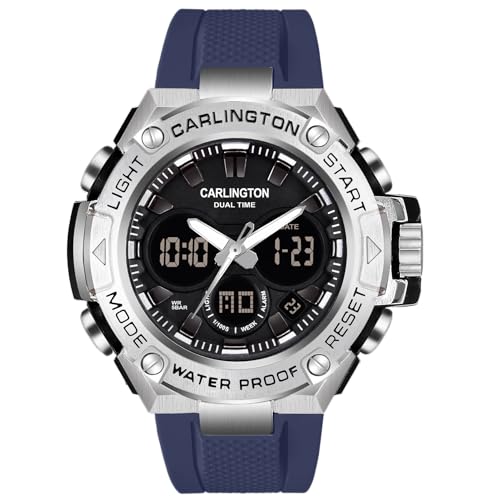 Carlington Analog-Digital Sports Watch: Chronograph, Dual Time, Alarm, Stopwatch, Water-Resistant, Shock-Resistant, Back Light Display- The Perfect Watch for Men and Boys - CT9107