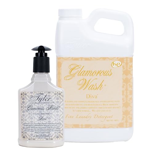 Elanze Designs Tyler Candle DIVA Glam 32 Ounce Laundry Detergent and Hand Wash Bundle; set of 2