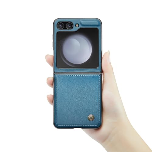 Coque Samsung Z Flip5 en cuir bleu mat pour un style premium