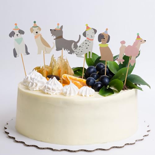 24 Stück Cupcake-Topper mit Hundemotiv, Babyparty-Dekorationen Kuchenaufsätze mit Hundegesicht Partyzubehör für Geburtstagspartys mit Haustier-Hundethema für Kinder