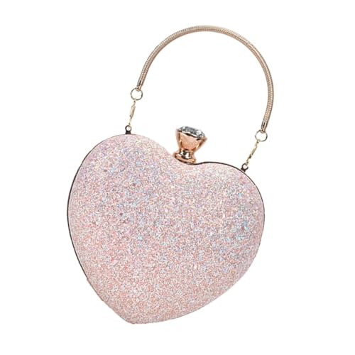 Pochette à chaîne rose en cœur pour banquet et mariage