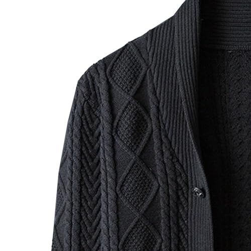 Men's Trendy Casual Cardigan Sweaters Buttons Down Cable Knit Cardigan Shawl Collar Sweaters with Pockets4