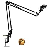 Moukey MMs-1 Adjustable Microphone Arm Stand, Heavy Duty Suspension Boom Scissor Arm Mic Stand With Anti-Slip Clip For Blue Yeti Snowball Shure and Other Microphones
