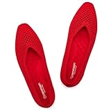 Frank Mully Women's Flats Square-Toe Knit Mesh Flats Shoes with Arch Support Slip on Washable Ballet Shoes for Work Red