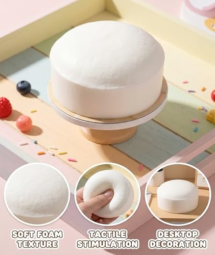 Image of 2Pcs Cheese Squishy, Taba Squishy, Dumpling Squishy-Stretchy Food-Shaped Sensory (White)