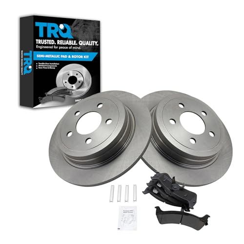 Image of TRQ Rear Brake Pad and Rotor Set Semi Metallic Solid Rotors | For 2003 Ford Explorer Sport 2003-2005 Explorer Sport Trac