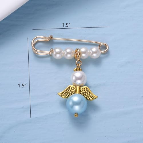 Image of MIXJOY Something Blue Gift for Bride, Wedding Day Bridal Blue Pearl Angel Wings Bouquet Garter Charm for Bride to Be