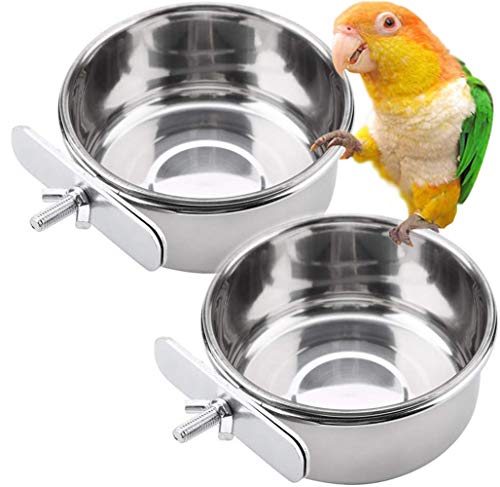 PINVNBY Parrot Feeding Cups Birds Food Dish Stainless Steel Parrot Feeders Water Cage