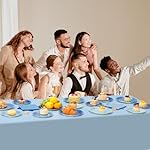 LemonRoad 100 Pcs Dusty Blue Paper Plates and Napkins and Plastic Tablecloth Set, Gradient Blue Disposable Dinner and Dessert Plates Tableware for Birthday Party Wedding Supplies Decoration - Image 5