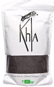 Khla - Kampot Pfeffer Schwarz Bio 500g - Schwarzer Pfefferkörner Ganz Biologisch - Direkt vom Erzeuger - Schwarze Körner Ganze für Mühle - Herkunft Kambodscha