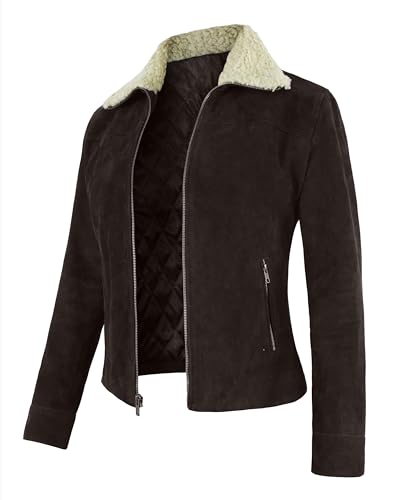Suede Jacket Women - Sherpa Collar Womens Leather Jacket2