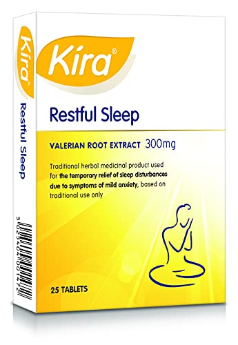 Kira® Restful Sleep | 25 easy to swallow coated valerian tablets | containing 300mg standardised Valerian Root Extract | for a restful night and good sleep