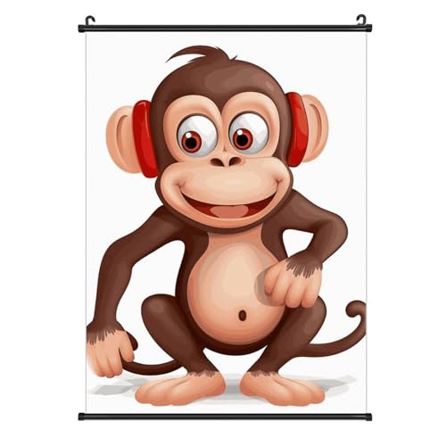 Poster sur toile Naughty Monkey 40x61 cm avec crochet amovible