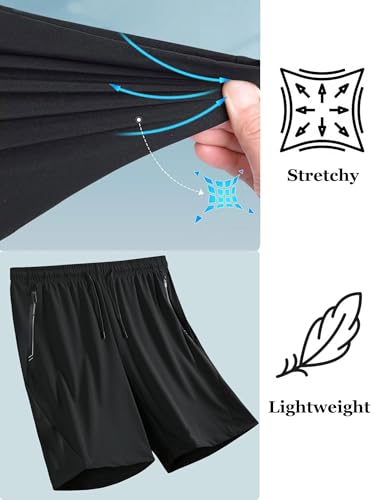 NATUST Shorts atléticos para meninos, secagem rápida, bolsos com zíper, shorts de ginástica para exe