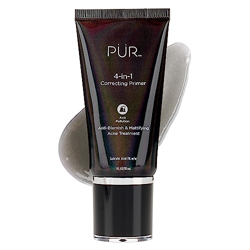 PÜR MINERALS 4-in-1 Correcting Primer, Pore Reducer, Makeup Primer, Redness Reducer, Cruelty-Free, Lightweight Formula, Vegan Friendly -Anti Blemish Acne Treatment,