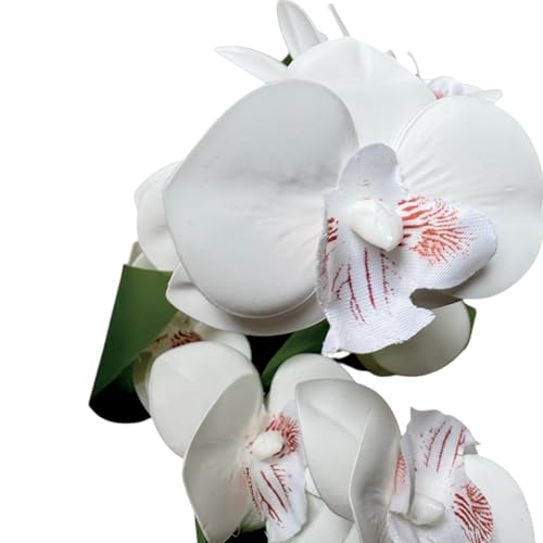 Image of Garden Art Pack of 1 Artificial Phalaenopsis Orchid Bonsai Bunch, 6 Heads, 9 Flowers, 31cm GAAPHOB-6H-31W (White)