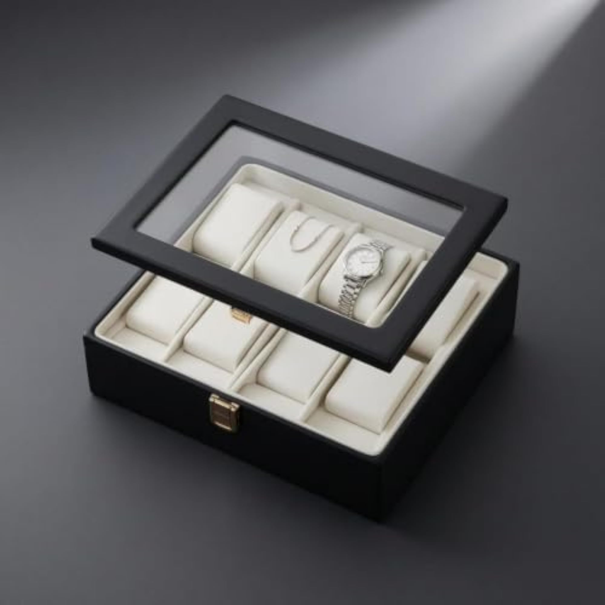 Matte Black Watch Storage Box with 10 Slots