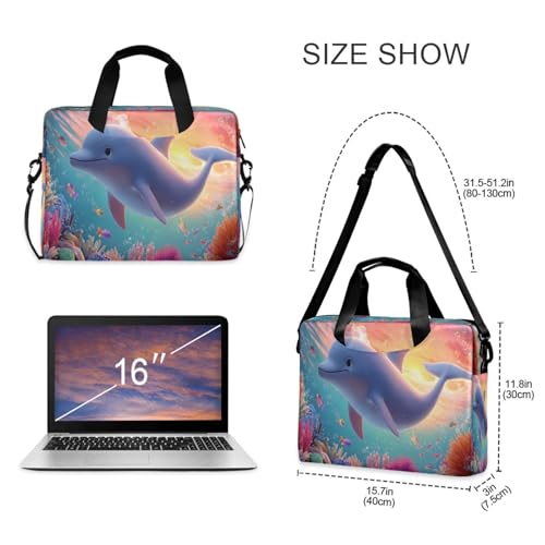 Maletín para portátil con diseño delfín y puesta de sol coral miniatura 4