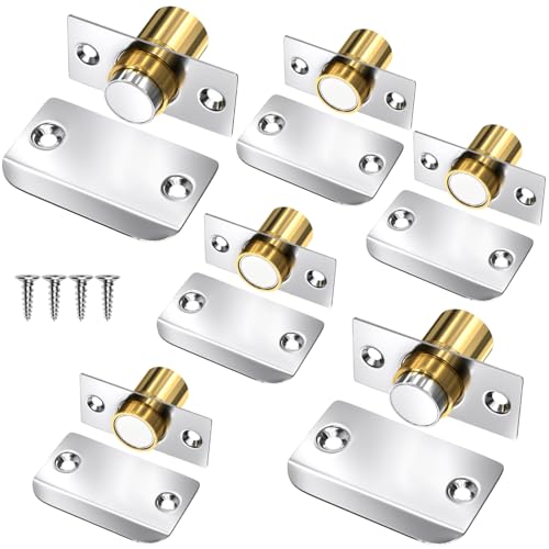 Jiayi Closet Ball Door Catch Hardware 6 Pack French Magnetic Ball Latch Closet for Top Door Adjustable Ball Catch Drive in for Invisible Pantry Bedroom