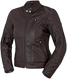 Sicherheitsnähte Bogotto Chicago Retro Damen Motorrad Lederjacke (Brown,44)