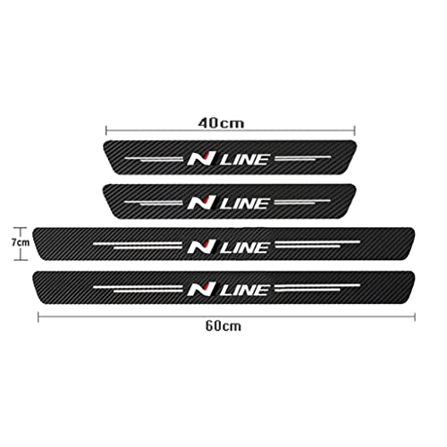 RIDGOEL 4Pcs N NLINE Carbon Fiber Car Door Sill Protector, for Hyundai N Performance TUCSON KONA SONATA i30 i20 ELANTRA LAFESTA, Car Kick Plates Automobile Threshold Paint Protection Accessories B