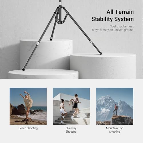 Image of NEEWER Carbon Fiber Tripod Stand w Reversible Legs, 35 inch-102 inch Portable Lightweight Photography Light Stand for Strobe Softbox Ring Light Action Cam DSLR Streaming Recording, 6.6lb /3kg Max Load, ST260C