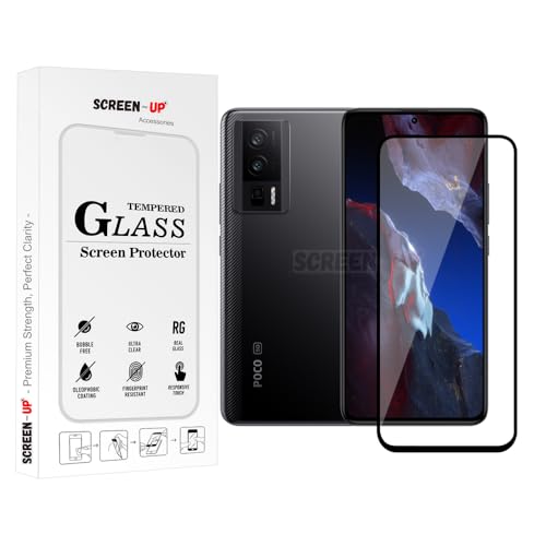 Image of ScreenUp Tempered Glass For Xiaomi Poco F5 Pro - Ultra Clear, 9H Scratch Resistant, Full Coverage, Easy Install Screen Protector