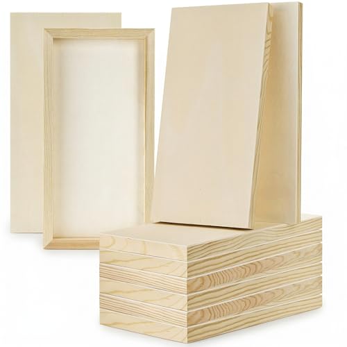 Yarlung 10 Pack Unfinished Wood Panels 12 x 6 Inches Birch Wooden Cradled Painting Panel Canvas Boards for Watercolor Arts and DIY Crafts Easel Display Use with Oils Acrylics