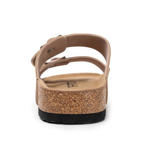 Image of FITORY Mens Sandals, Arch Support Slides with Adjustable Buckle Straps and Cork Footbed Size 7-14.5