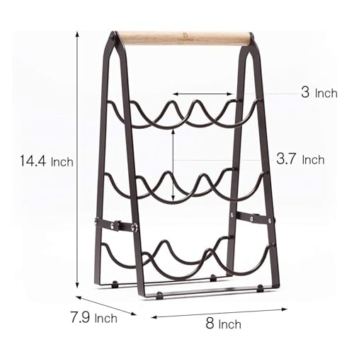 Soporte para 6 botellas de vino en hierro forjado negro miniatura 2