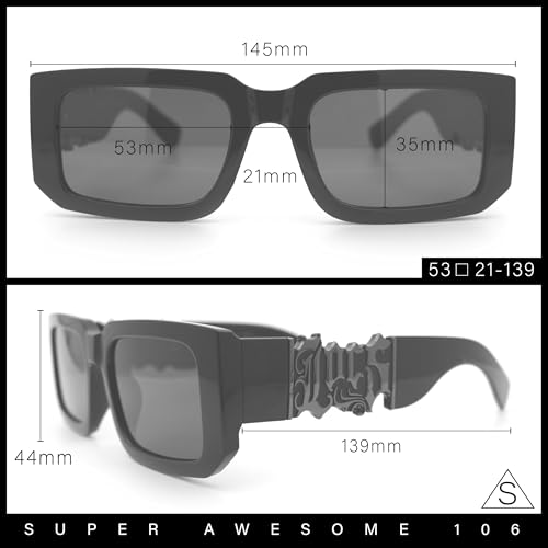 Locs Bold Gothic Logo All Black Gangster Shade Plastic Sunglasses3