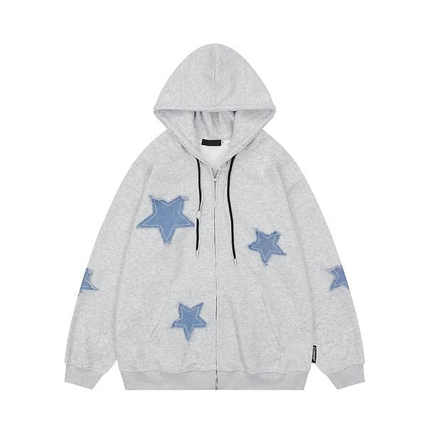Y2k Hoodie Men Zip Hoodie Y2k Jacket Star Graphic Hoodies Sweatshirt Grunge Harajuku Hip Hop Streetwear2