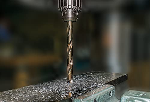 Image of Century Drill & Tool 26818 Cobalt Drill Bit, 9 /32 inch, Pro Pack of 3 | Straight shank, 4-1 /4 inch overall length, 135 point, cuts stainless steel, hard metals & metal