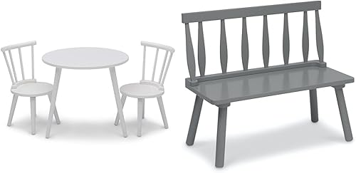 Miniatura 12 de Delta Children Homestead - Juego de mesa y 2 sillas para niños, ideal para artes y manualidades, certificado Greenguard Gold, gris Gris,Bianca Blanco