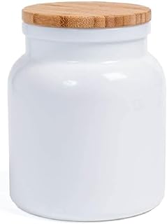 Bormioli Rocco Victoriana 33.75 oz. Opal Glass Jar with Bamboo Lid for Dry Foods or Household Items, Retro White, Set of 6